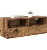 VidaXL TV Wandkasten 2 pcs Oud Hout 80 x 30 x 30 cm Bewerkt hout