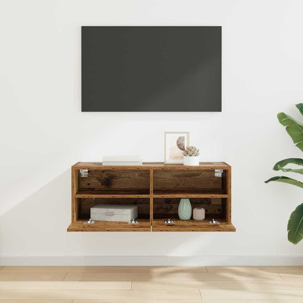 VidaXL TV Wandkast Oud Hout 80 x 30 x 30 cm Bewerkt hout