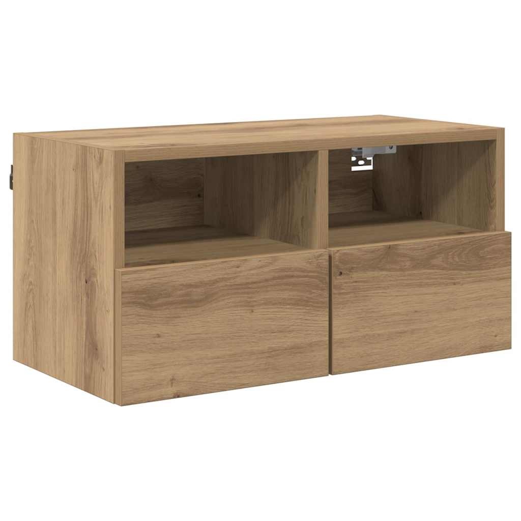 VidaXL TV Wandkasten 2 pcs Artisan Eiken 60 x 30 x 30 cm Bewerkt hout