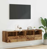 VidaXL TV Wandkasten 2 pcs Oud Hout 60 x 30 x 30 cm Bewerkt hout
