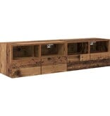 VidaXL TV Wandkasten 2 pcs Oud Hout 60 x 30 x 30 cm Bewerkt hout