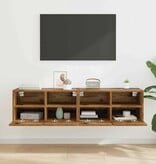 VidaXL TV Wandkasten 2 pcs Oud Hout 60 x 30 x 30 cm Bewerkt hout