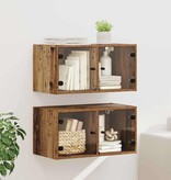 VidaXL Wandkasten 2 pcs Oud Hout 68 x 37 x 35 cm Bewerkt hout