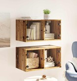 VidaXL Wandkasten 2 pcs Oud Hout 68 x 37 x 35 cm Bewerkt hout