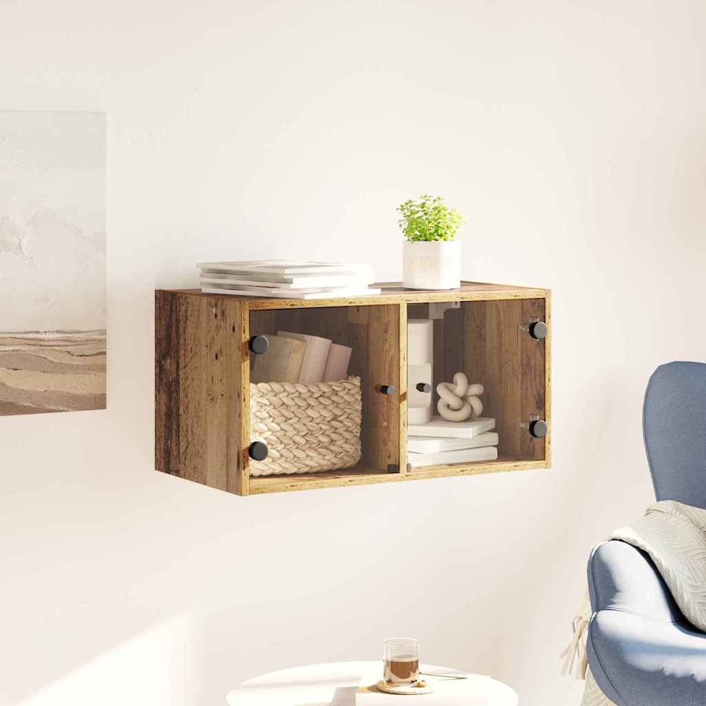VidaXL Wandkast Wandgemonteerd Oud Hout 68 x 37 x 35 cm Bewerkt hout
