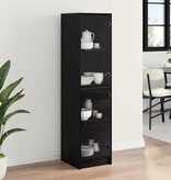 VidaXL Highboard Zwart Eiken 35 x 37 x 142 cm Bewerkt hout