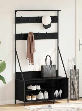 VidaXL Kledingrek met plank Zwart Eiken 100 x 41 x 184 cm Bewerkt hout