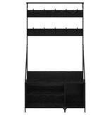 VidaXL Kledingrek met plank Zwart Eiken 100 x 41 x 184 cm Bewerkt hout