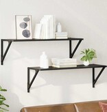 VidaXL Wandplanken 2 pcs Zwart Eiken 80 x 25 x 25,5 cm Bewerkt hout