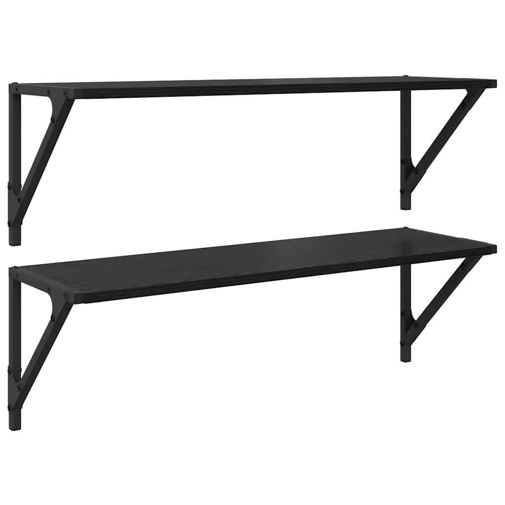 VidaXL Wandplanken 2 pcs Zwart Eiken 80 x 25 x 25,5 cm Bewerkt hout