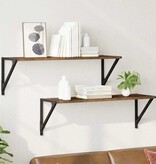 VidaXL Wandplanken 2 pcs Oud Hout 80 x 25 x 25,5 cm Bewerkt hout