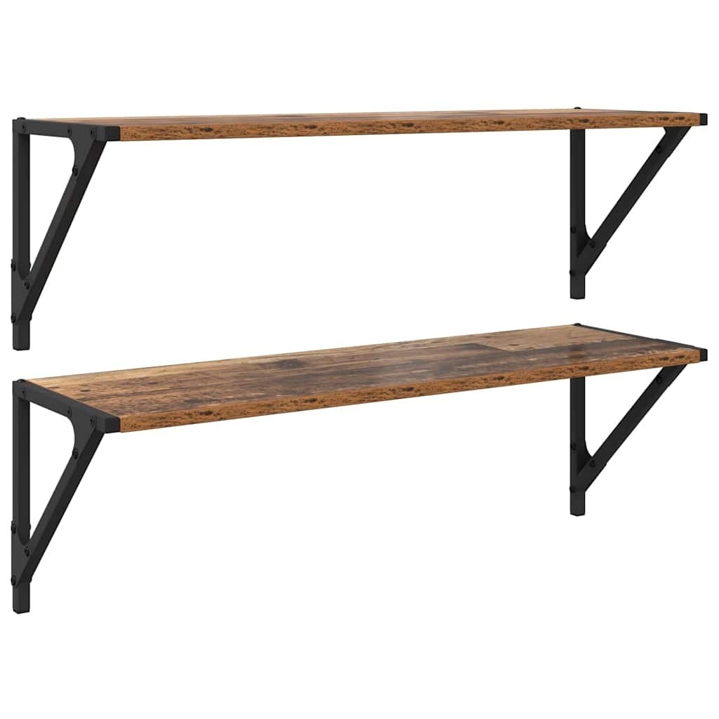 VidaXL Wandplanken 2 pcs Oud Hout 80 x 25 x 25,5 cm Bewerkt hout