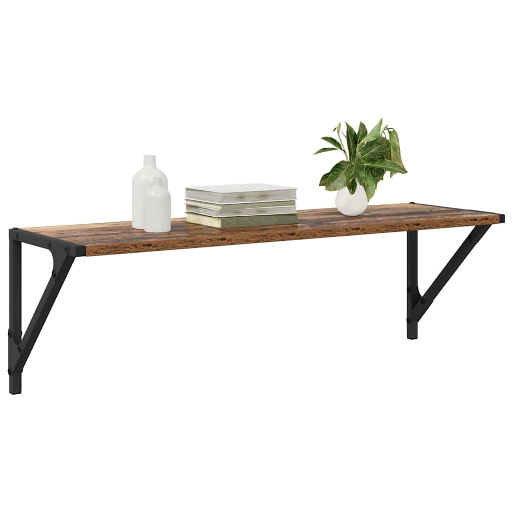 VidaXL Wandplanken 2 pcs Oud Hout 80 x 25 x 25,5 cm Bewerkt hout