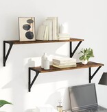 VidaXL Wandplanken 2 pcs Oud Hout 80 x 25 x 25,5 cm Bewerkt hout