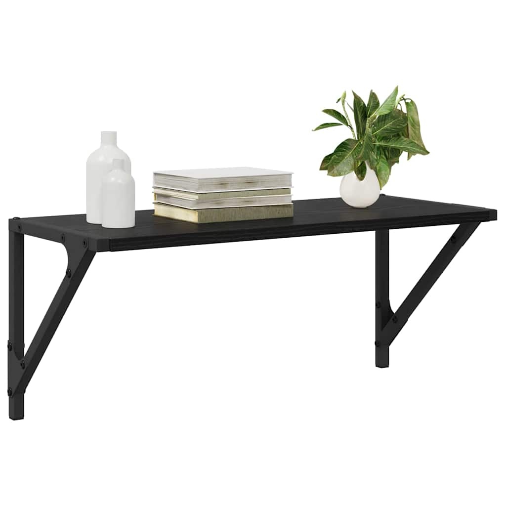 VidaXL Wandplanken 2 pcs Zwart Eiken 60 x 25 x 25,5 cm Bewerkt hout