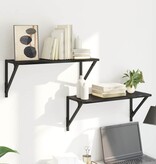 VidaXL Wandplanken 2 pcs Zwart Eiken 60 x 25 x 25,5 cm Bewerkt hout