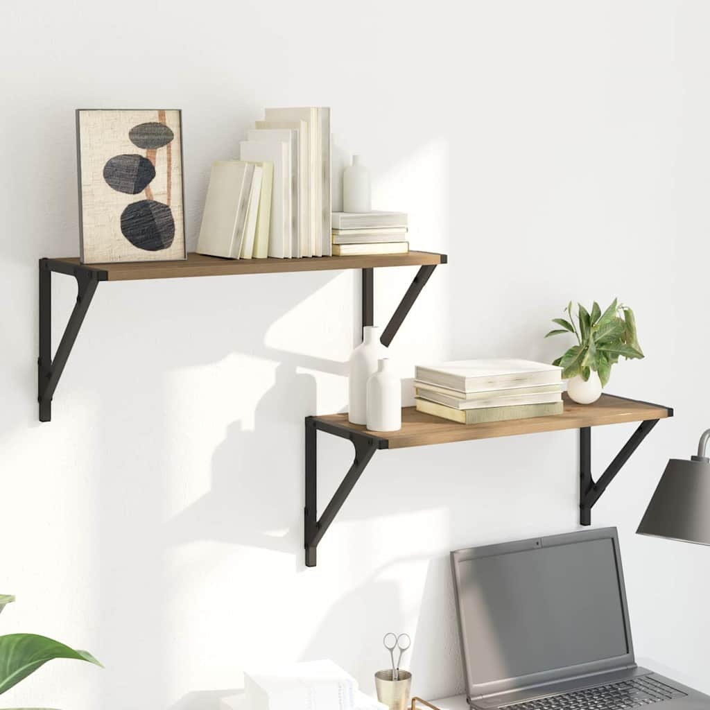 VidaXL Wandplanken 2 pcs Artisan Eiken 60 x 25 x 25,5 cm Bewerkt hout