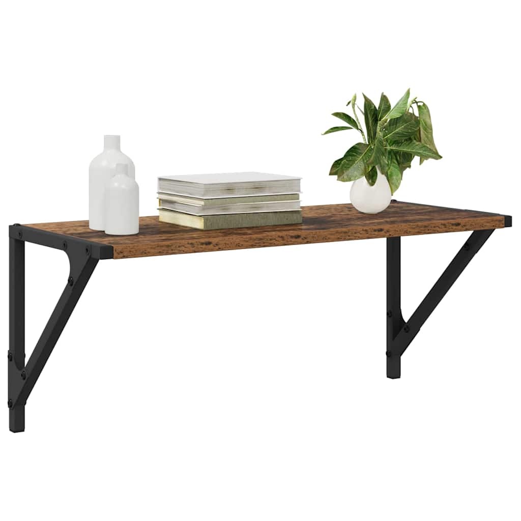 VidaXL Wandplanken 2 pcs Oud Hout 60 x 25 x 25,5 cm Bewerkt hout