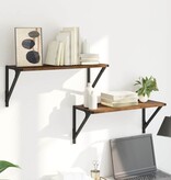 VidaXL Wandplanken 2 pcs Oud Hout 60 x 25 x 25,5 cm Bewerkt hout