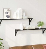 VidaXL Wandplanken 2 pcs Zwart Eiken 80 x 15 x 15,5 cm Bewerkt hout