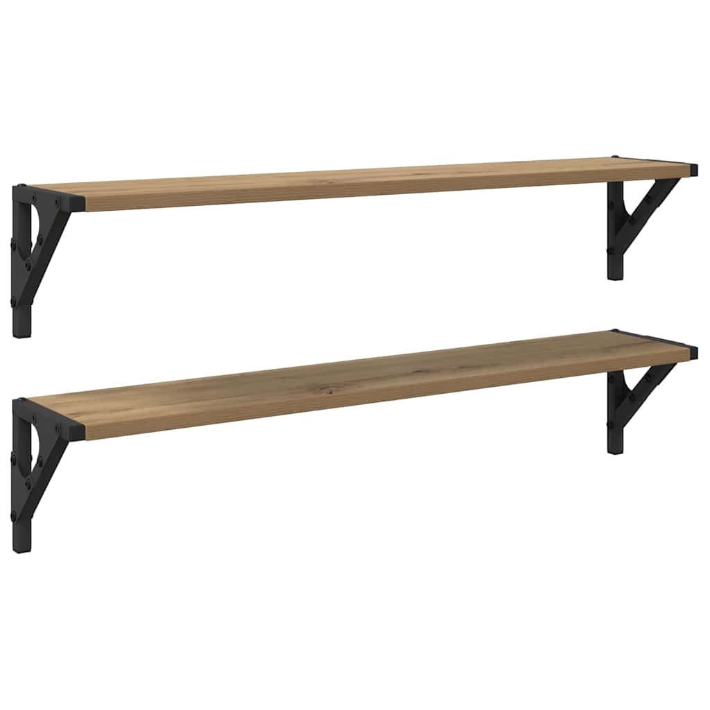 VidaXL Wandplanken 2 pcs Artisan Eiken 80 x 15 x 15,5 cm Bewerkt hout