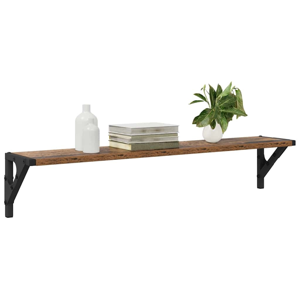 VidaXL Wandplanken 2 pcs Oud Hout 80 x 15 x 15,5 cm Bewerkt hout