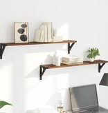 VidaXL Wandplanken 2 pcs Oud Hout 80 x 15 x 15,5 cm Bewerkt hout
