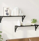 VidaXL Wandplanken 2 pcs Zwart Eiken 60 x 15 x 15,5 cm Bewerkt hout
