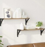 VidaXL Wandplanken 2 pcs Artisan Eiken 60 x 15 x 15,5 cm Bewerkt hout