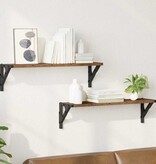 VidaXL Wandplanken 2 pcs Oud Hout 60 x 15 x 15,5 cm Bewerkt hout
