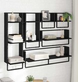 VidaXL Wandplankenset 6 pcs Zwart Eiken 100 x 25 x 30 cm Bewerkt hout