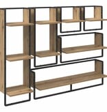 VidaXL Wandplankenset met plank 6 pcs Artisan Eiken 100 x 25 x 30 cm