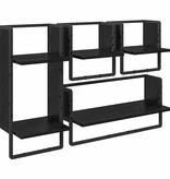 VidaXL Wandplankenset 4 pcs Zwart Eiken 65 x 25 x 30 cm Bewerkt hout