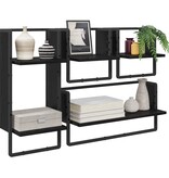 VidaXL Wandplankenset 4 pcs Zwart Eiken 65 x 25 x 30 cm Bewerkt hout