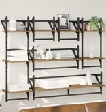 VidaXL Wandplankenset met plank 6 pcs Artisan Eiken 100 x 25 x 30 cm
