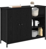 VidaXL Dressoir Zwart Eiken 100 x 33 x 75 cm Bewerkt hout