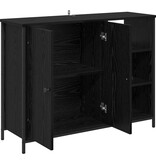 VidaXL Dressoir Zwart Eiken 100 x 33 x 75 cm Bewerkt hout