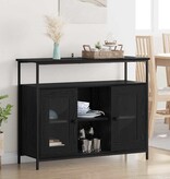 VidaXL Dressoir Zwart Eiken 100 x 35 x 80 cm Bewerkt hout
