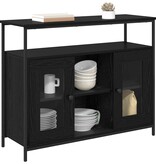 VidaXL Dressoir Zwart Eiken 100 x 35 x 80 cm Bewerkt hout