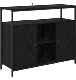 VidaXL Dressoir Zwart Eiken 100 x 35 x 80 cm Bewerkt hout