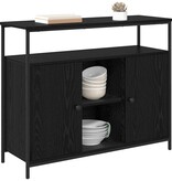 VidaXL Dressoir Zwart Eiken 100 x 35 x 80 cm Bewerkt hout