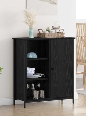 VidaXL Dressoir Zwart Eiken 70 x 30 x 80 cm Bewerkt hout