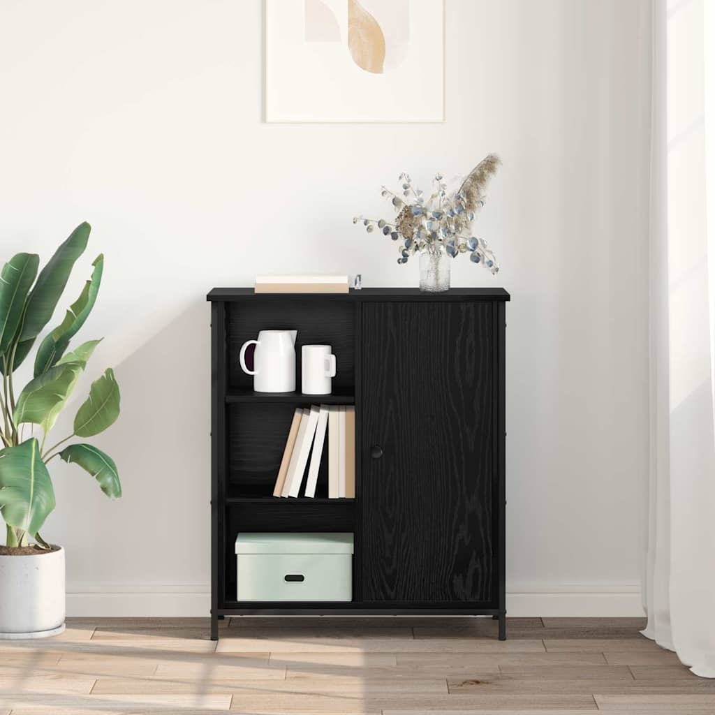 VidaXL Dressoir Zwart Eiken 70 x 30 x 80 cm Bewerkt hout