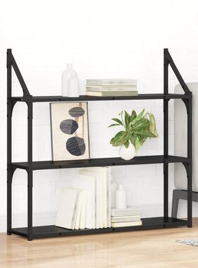 VidaXL Wandplank met plank Zwart Eiken 80 x 21 x 78,5 cm Bewerkt hout