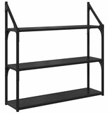 VidaXL Wandplank met plank Zwart Eiken 80 x 21 x 78,5 cm Bewerkt hout