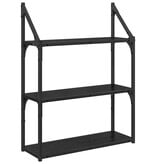 VidaXL Wandplank met plank Zwart Eiken 60 x 21 x 78,5 cm Bewerkt hout