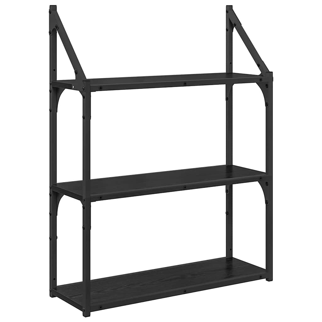 VidaXL Wandplank met plank Zwart Eiken 60 x 21 x 78,5 cm Bewerkt hout