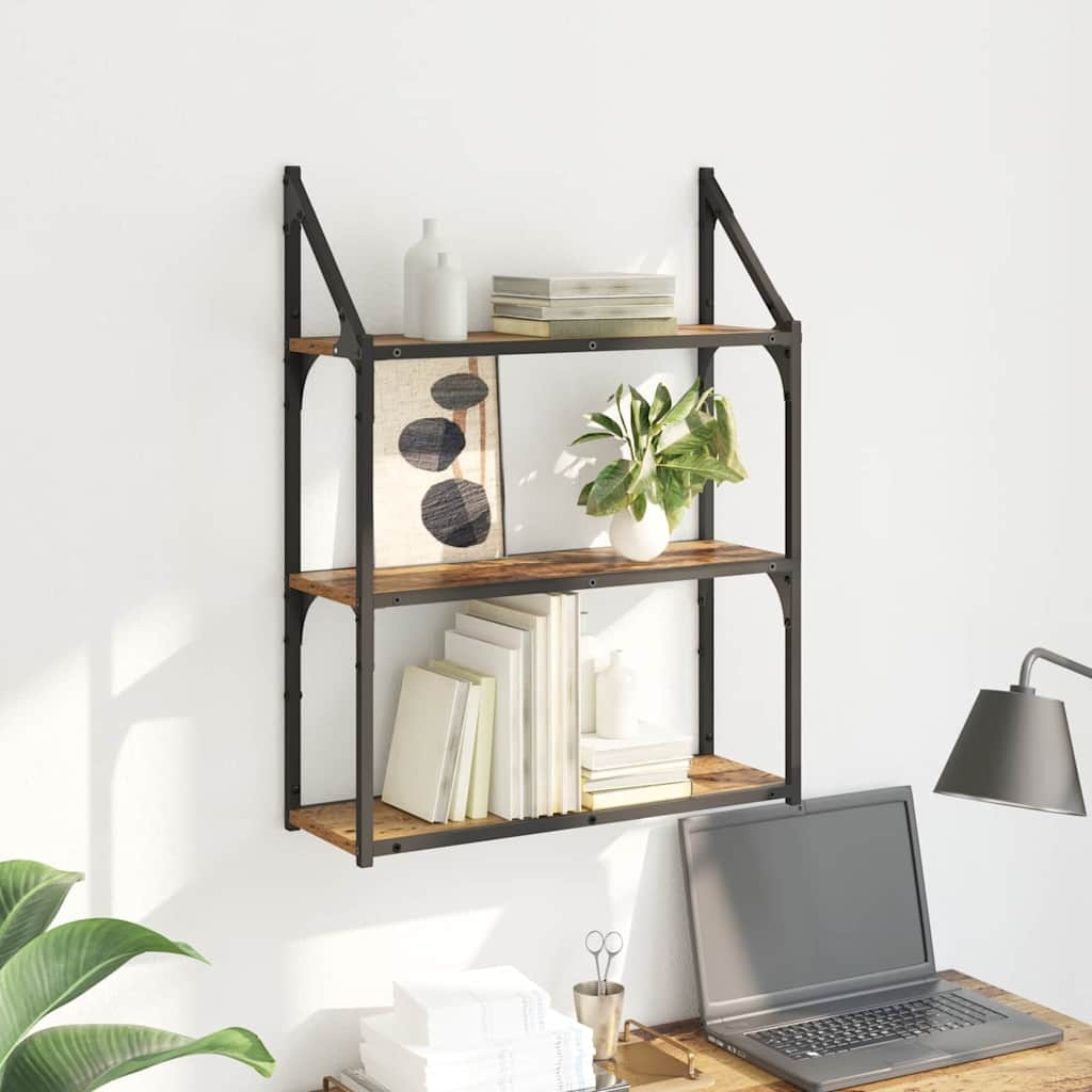 VidaXL Wandplank met plank Oud Hout 60 x 21 x 78,5 cm Bewerkt hout