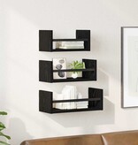 VidaXL Wandplankenset 3 pcs Zwart Eiken 40x16x14cm Bewerkt hout