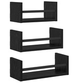 VidaXL Wandplankenset 3 pcs Zwart Eiken 40x16x14cm Bewerkt hout